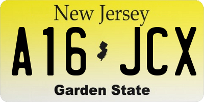 NJ license plate A16JCX
