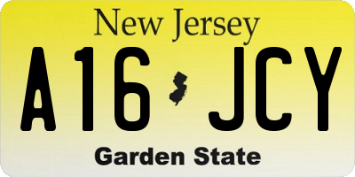 NJ license plate A16JCY