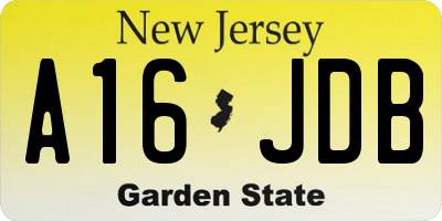 NJ license plate A16JDB