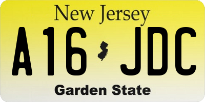 NJ license plate A16JDC