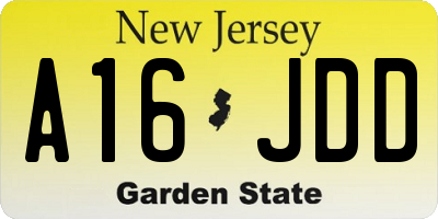 NJ license plate A16JDD