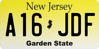 NJ license plate A16JDF