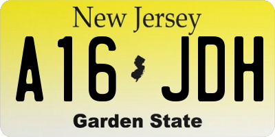 NJ license plate A16JDH