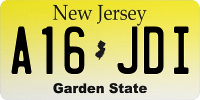 NJ license plate A16JDI
