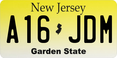 NJ license plate A16JDM