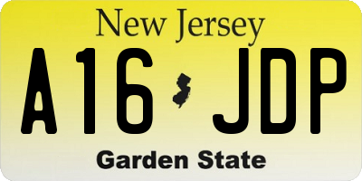 NJ license plate A16JDP