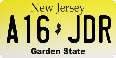 NJ license plate A16JDR