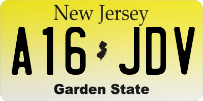 NJ license plate A16JDV