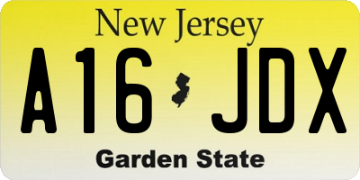NJ license plate A16JDX