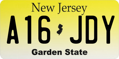 NJ license plate A16JDY