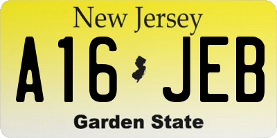 NJ license plate A16JEB