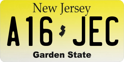 NJ license plate A16JEC