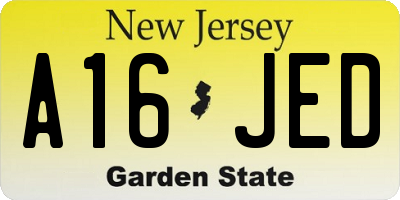 NJ license plate A16JED
