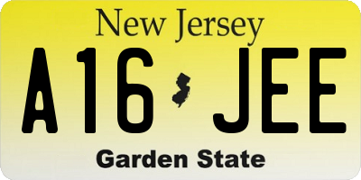 NJ license plate A16JEE