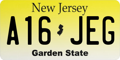 NJ license plate A16JEG