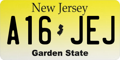 NJ license plate A16JEJ