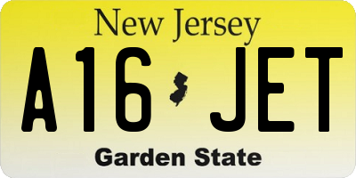 NJ license plate A16JET