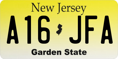 NJ license plate A16JFA