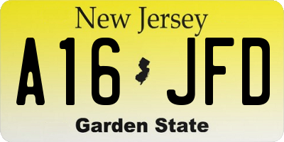 NJ license plate A16JFD