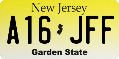NJ license plate A16JFF