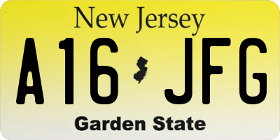 NJ license plate A16JFG