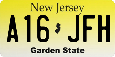 NJ license plate A16JFH