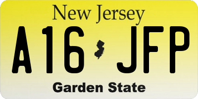 NJ license plate A16JFP