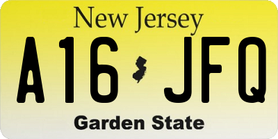 NJ license plate A16JFQ