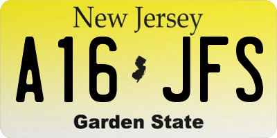 NJ license plate A16JFS