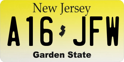 NJ license plate A16JFW