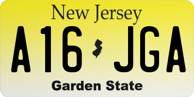 NJ license plate A16JGA