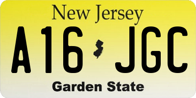 NJ license plate A16JGC