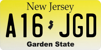 NJ license plate A16JGD