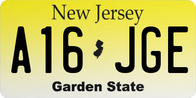 NJ license plate A16JGE