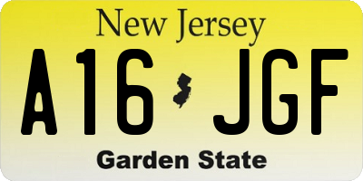 NJ license plate A16JGF