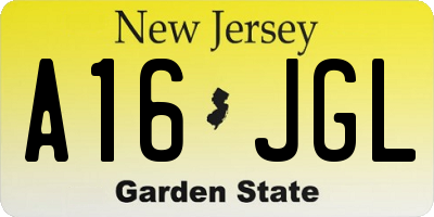 NJ license plate A16JGL