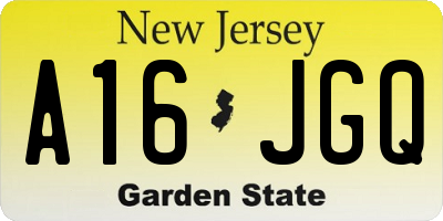 NJ license plate A16JGQ