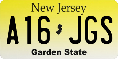 NJ license plate A16JGS
