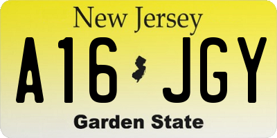 NJ license plate A16JGY