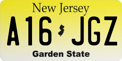 NJ license plate A16JGZ