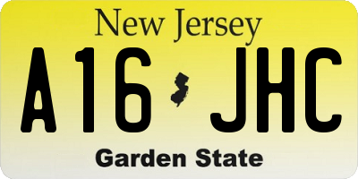 NJ license plate A16JHC