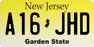 NJ license plate A16JHD