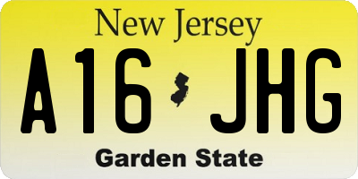 NJ license plate A16JHG