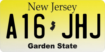 NJ license plate A16JHJ