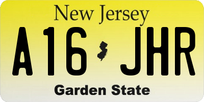 NJ license plate A16JHR