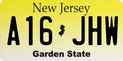 NJ license plate A16JHW
