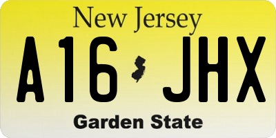 NJ license plate A16JHX