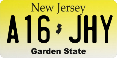 NJ license plate A16JHY