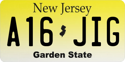 NJ license plate A16JIG