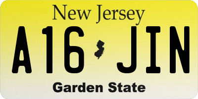 NJ license plate A16JIN